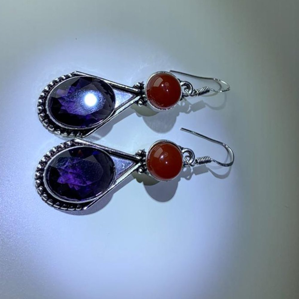 Amethyst & carnelian earrings